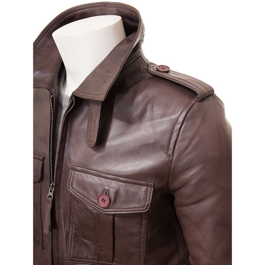 MEN'S BROWN LEATHER COAT: CARROLL