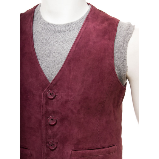 MEN'S BURGUNDY SUEDE VEST: DAYTON