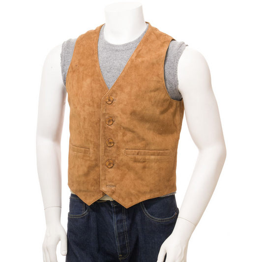 MEN'S CLASSIC TAN SUEDE VEST: DAYTON