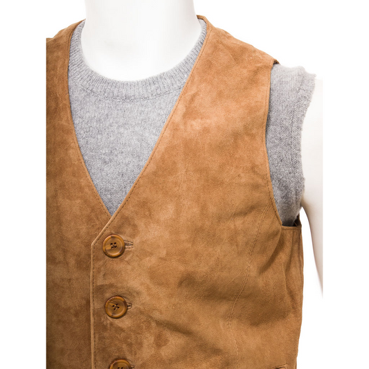 MEN'S CLASSIC TAN SUEDE VEST: DAYTON