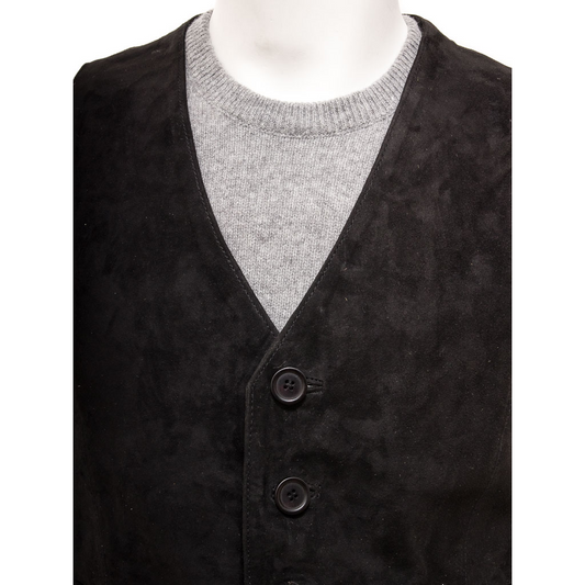 MEN'S CLASSIC BLACK SUEDE VEST: DAYTON