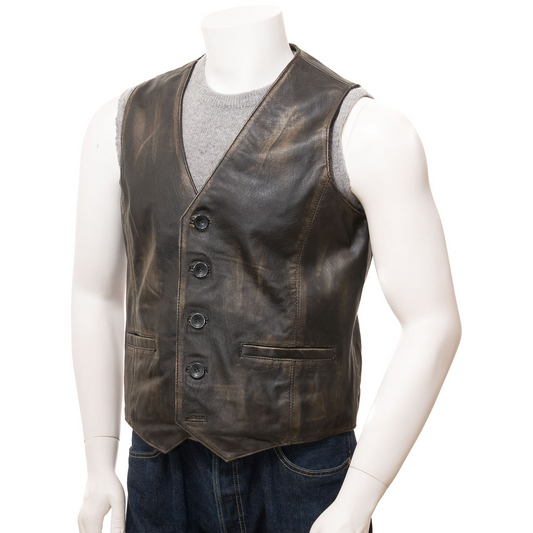 MEN'S CLASSIC VINTAGE LEATHER VEST: DAYTON