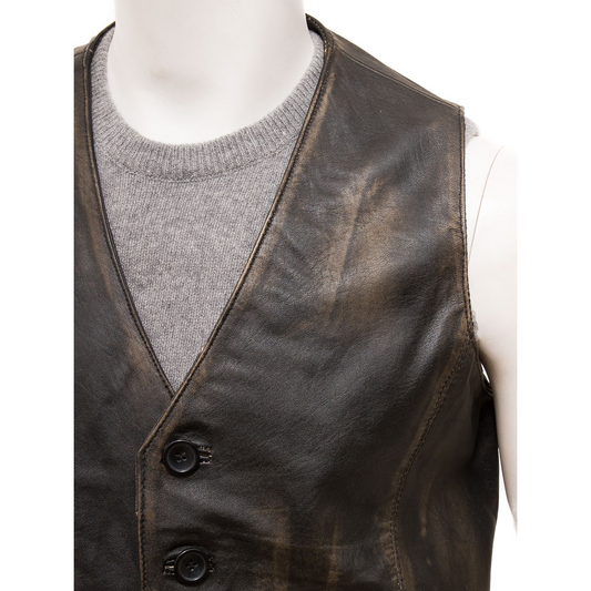 MEN'S CLASSIC VINTAGE LEATHER VEST: DAYTON