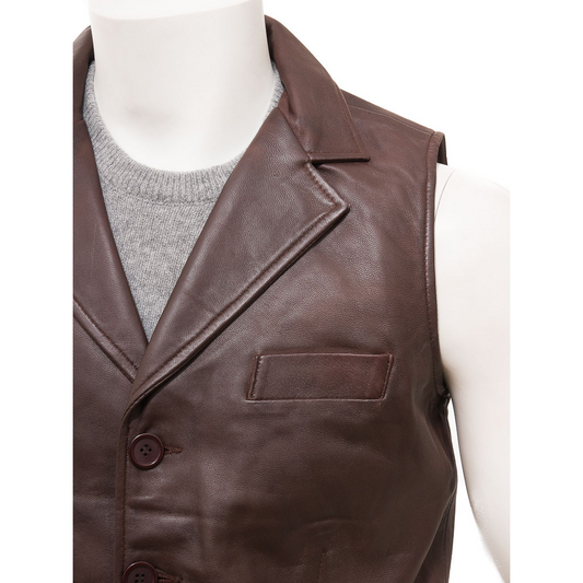 MEN'S BROWN LEATHER VEST: DANBY