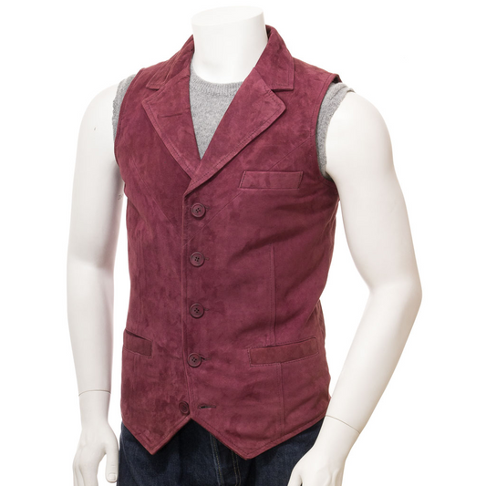 MEN'S BURGUNDY SUEDE VEST: DANBY