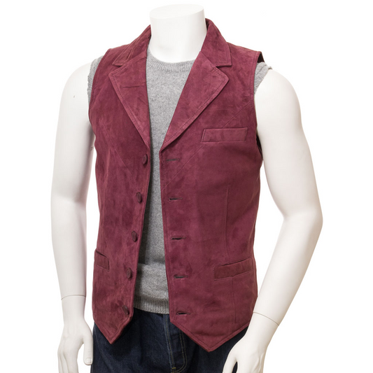 MEN'S BURGUNDY SUEDE VEST: DANBY