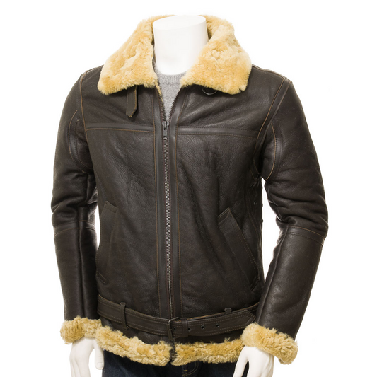 MEN'S BROWN AND GINGER SHEEPSKIN JACKET: EDINBURG