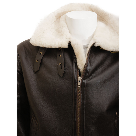 MEN'S BROWN AND CREAM AVIATOR JACKET: ELBRIDGE