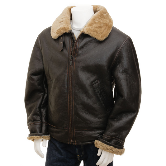 MEN'S BROWN AND GINGER AVIATOR JACKET: ELBRIDGE