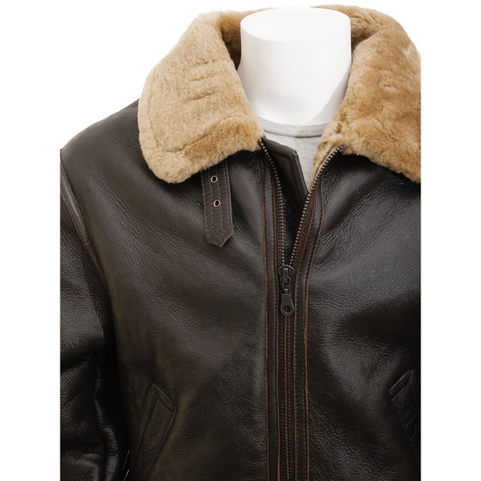 MEN'S BROWN AND GINGER AVIATOR JACKET: ELBRIDGE