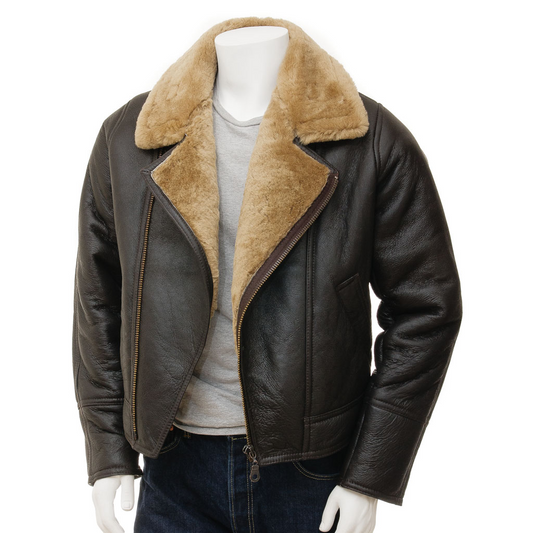 MEN'S BROWN AND GINGER SHEEPSKIN JACKET: FALLSBURG