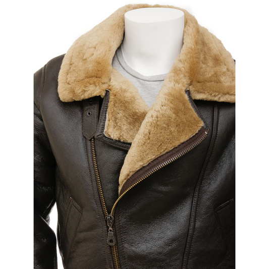 MEN'S BROWN AND GINGER SHEEPSKIN JACKET: FALLSBURG