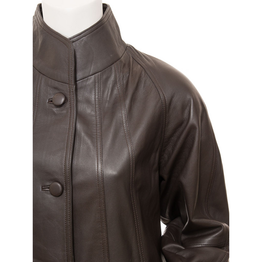 WOMEN'S BROWN LEATHER COAT: LYNN HAVEN