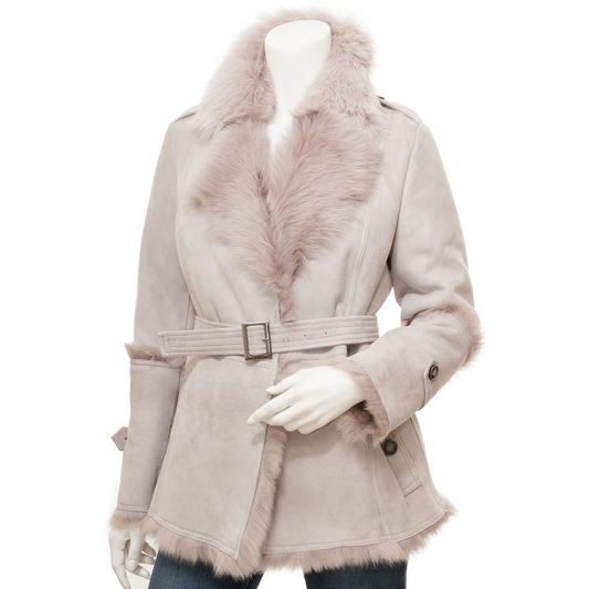 WOMEN'S GREY TOSCANA SHEARLING COAT: KILLEEN