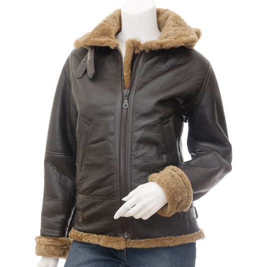 WOMEN'S BROWN AND GINGER SHEEPSKIN JACKET: MELISSA