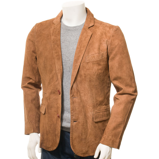 MEN'S TAN CLASSIC SUEDE BLAZER: TYLER