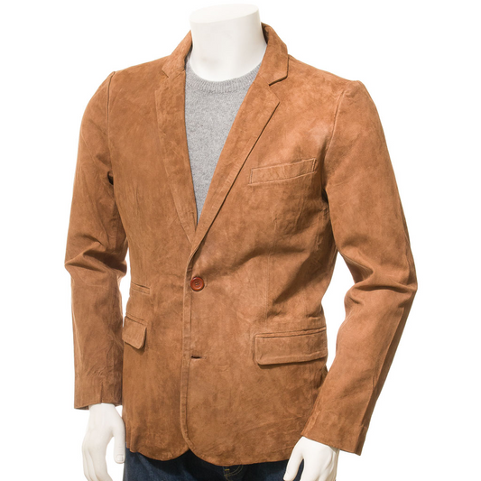 MEN'S TAN CLASSIC SUEDE BLAZER: TYLER