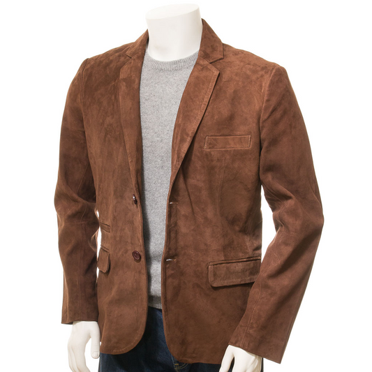 MEN'S BROWN CLASSIC SUEDE BLAZER: TYLER