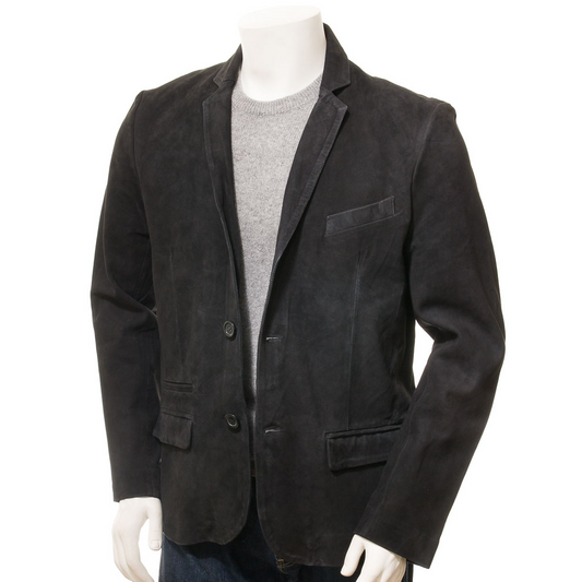 MEN'S BLACK CLASSIC SUEDE BLAZER: TYLER