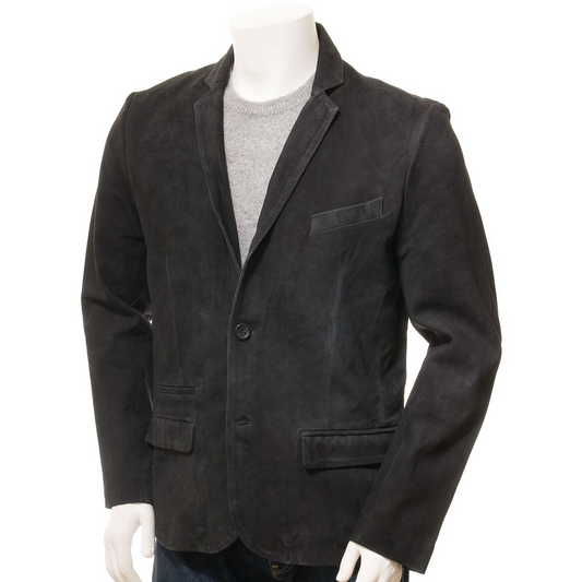 MEN'S BLACK CLASSIC SUEDE BLAZER: TYLER