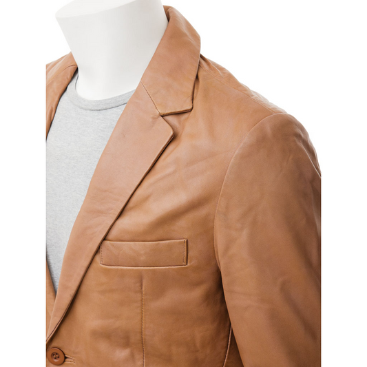 MEN'S CLASSIC TAN LEATHER BLAZER: MANSFIELD