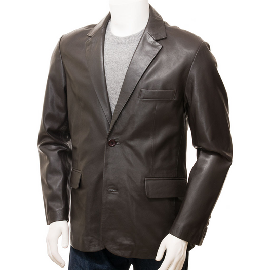 MEN'S CLASSIC BROWN LEATHER BLAZER: MANSFIELD