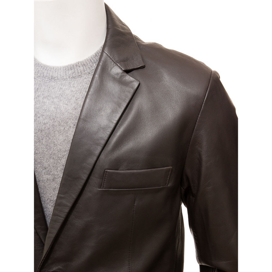 MEN'S CLASSIC BROWN LEATHER BLAZER: MANSFIELD