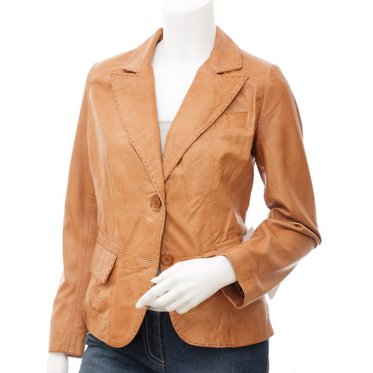 WOMEN'S CLASSIC TAN LEATHER BLAZER: CONVERSE