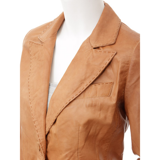 WOMEN'S CLASSIC TAN LEATHER BLAZER: CONVERSE