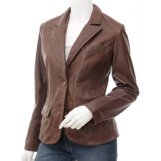 WOMEN'S CLASSIC BROWN LEATHER BLAZER: CONVERSE