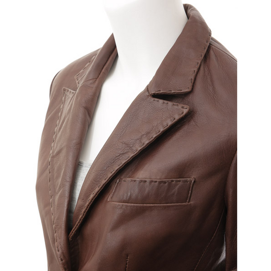 WOMEN'S CLASSIC BROWN LEATHER BLAZER: CONVERSE