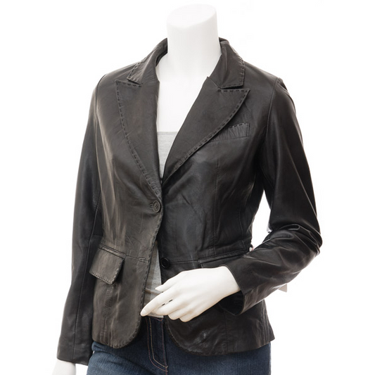 WOMEN'S CLASSIC BLACK LEATHER BLAZER: CONVERSE