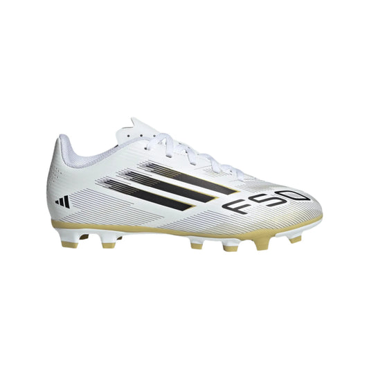 Adidas Jr F50 Club FG/MG-White/Black/Gold