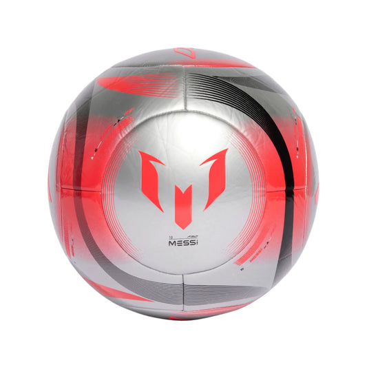 Adidas Messi Club Soccer Ball-Silver/Red