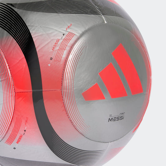 Adidas Messi Club Soccer Ball-Silver/Red