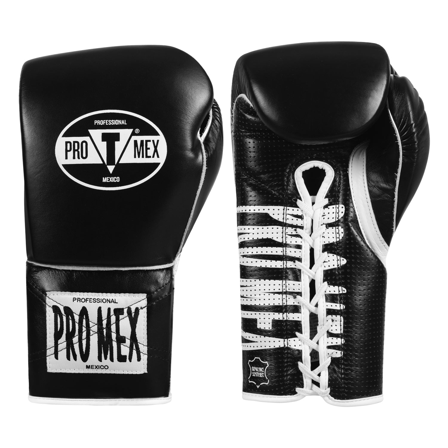 color:black::Pro Mex Professional Edge Lace Training/Sparring Boxing Gloves main view