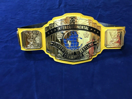 WWF INTERCONTINENTAL YELLOW 24K GOLD Zinc Championship Title Belt