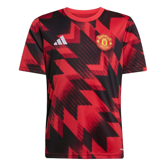 adidas 2025-26 Manchester United Youth Pre-Match Soccer Jersey (Front)