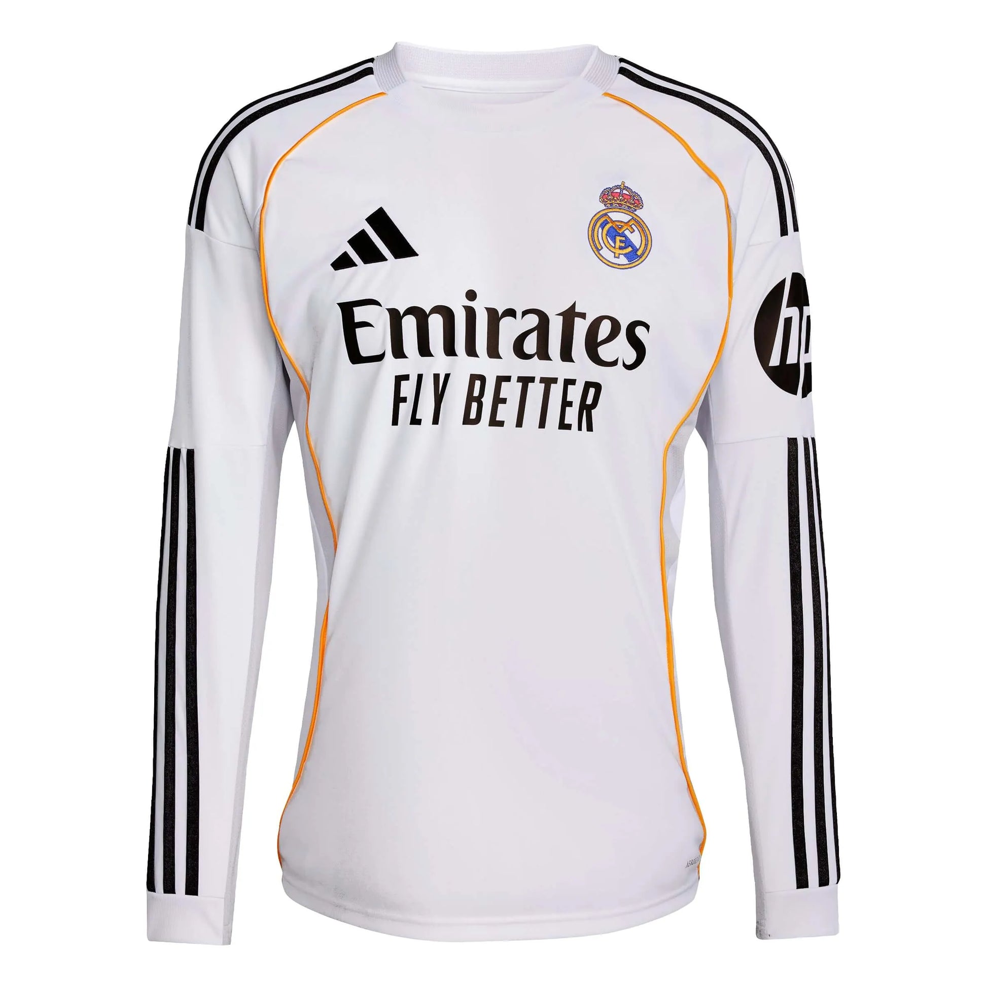 adidas 2025-26 Real Madrid Men's Stadium Home Long-Sleeve Soccer Jersey (Front)