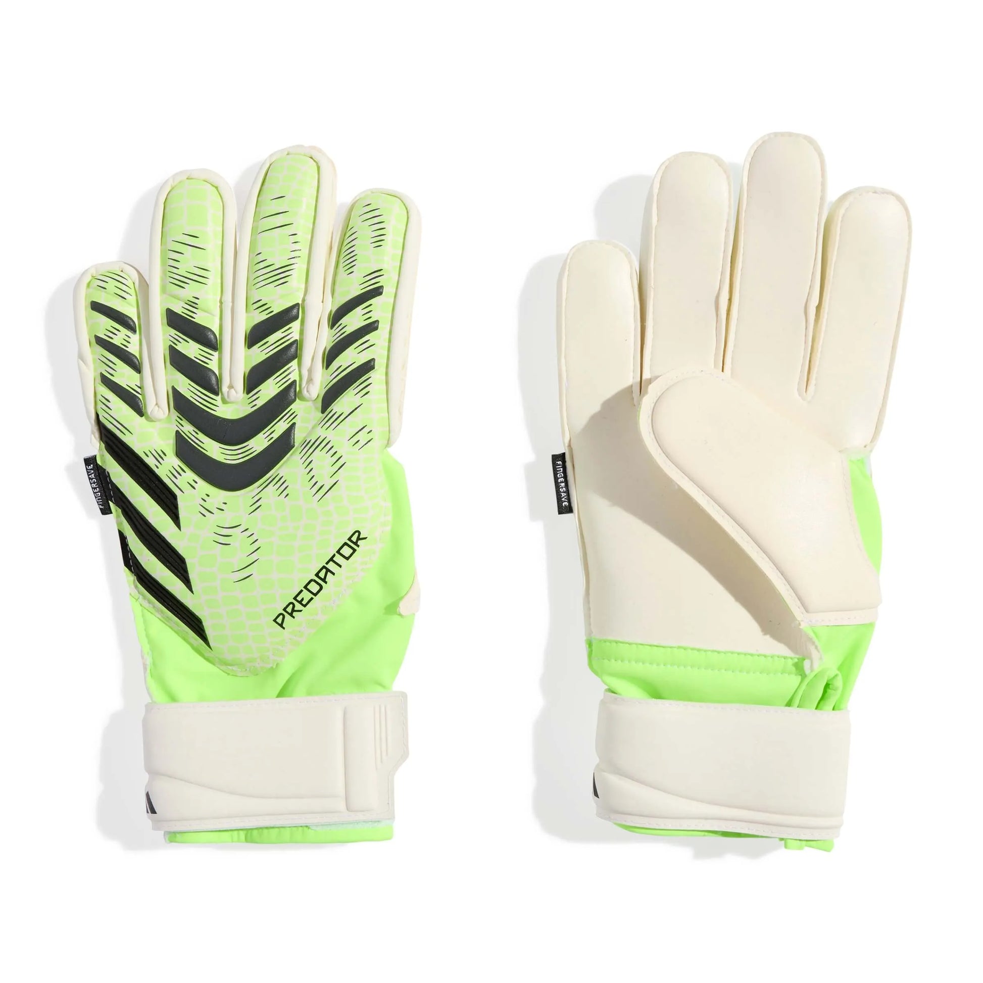 adidas JR Predator GL Match Fingersave Goalkeeper Gloves Lucid Lemon / White / Black (Pair)