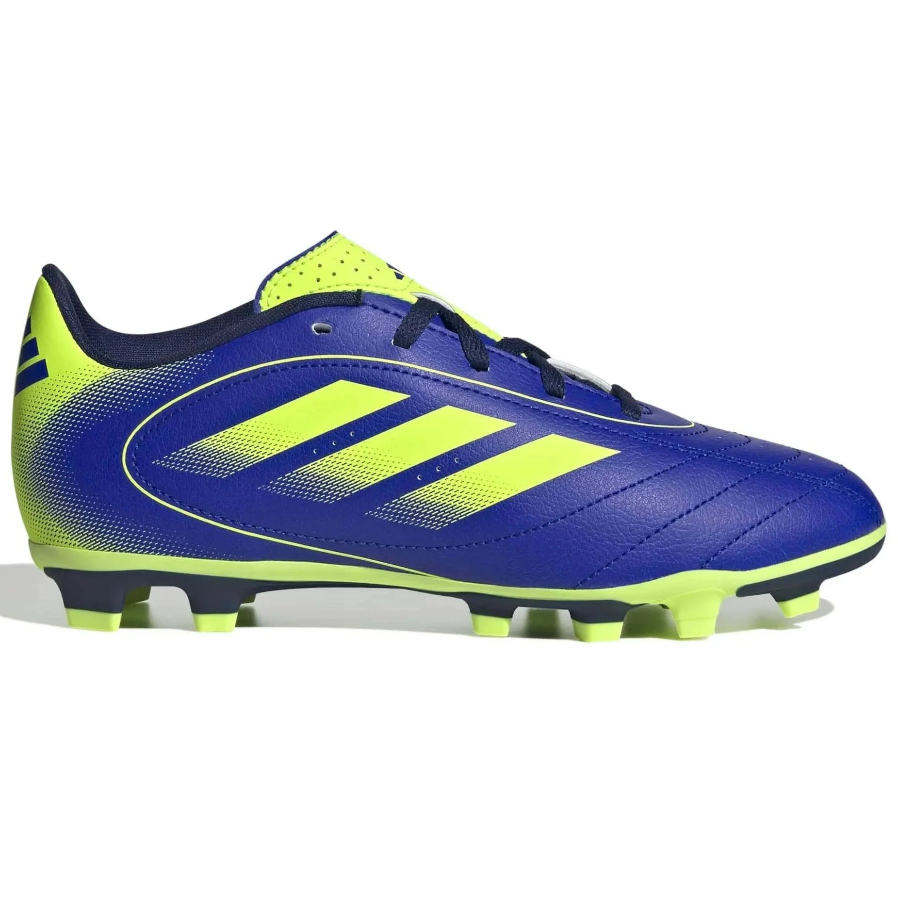 adidas Kid's Goletto IX Firm-Multi Ground Soccer Cleats Lucid Blue - Lucid Lemon - Dark Blue (Side 1)