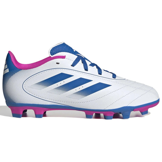 adidas Kids Goletto IX Firm-Multi Ground Soccer Cleats White-Bright Royal-Team Shock Pink (Side 1)