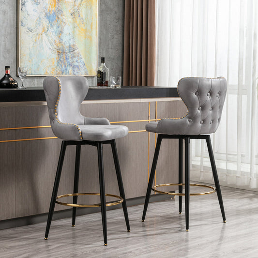 29" Modern Leathaire Fabric bar chairs,180° Swivel Bar Stool Chair for Kitchen,Set of 2