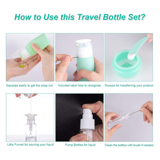 16 Pack Travel Bottles Set for Toiletries TSA Approved Travel Containers Leak Proof