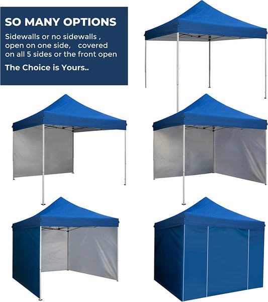 10' x 10' Pop Up Removable Sidewall Canopy Tent-Waterproof with Rolling Storage Bag
