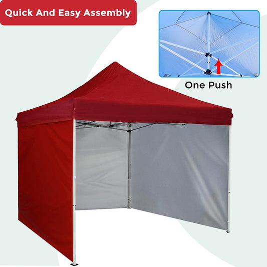 10' x 10' Pop Up Removable Sidewall Canopy Tent-Waterproof with Rolling Storage Bag