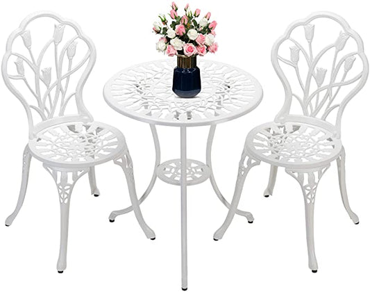 3-Piece Bistro Furniture Set Patio Set with Small Round Table and 2 Chairs, Antique Copper