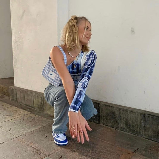 Aliah one-shoulder Patchwork Top