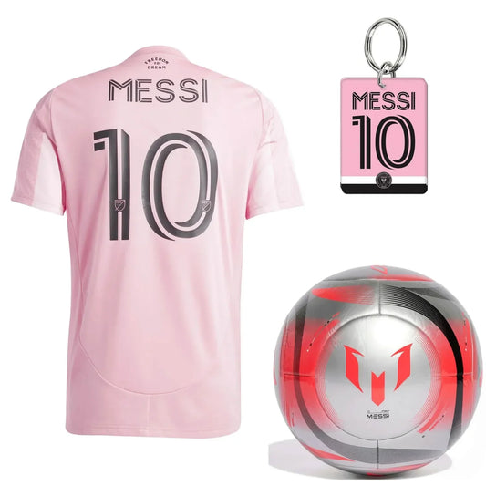 adidas 2025-26 Inter Miami Men's Messi Jersey/Messi Decals/Messi Ball Bundle