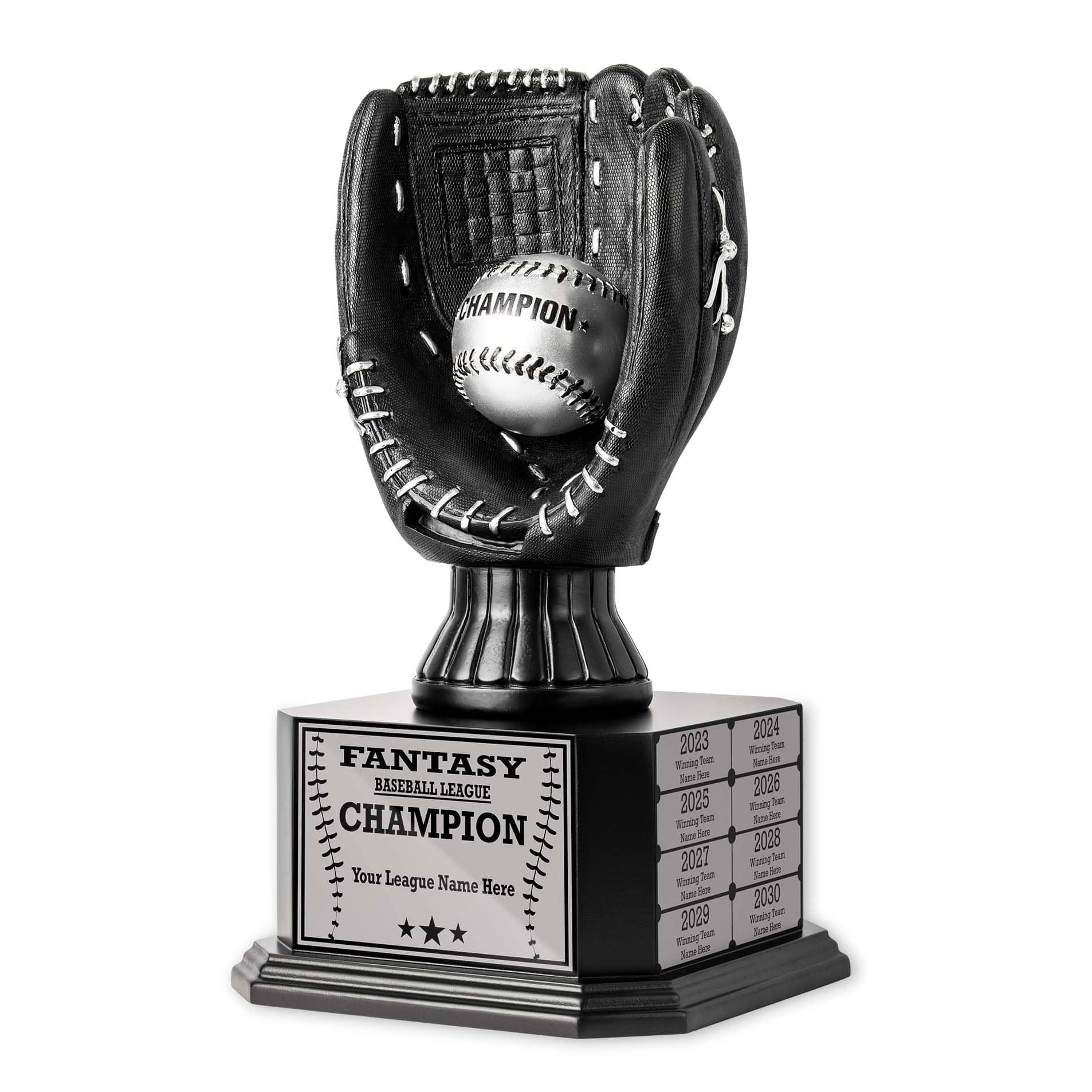 TrophySmack 15" Perpetual Fantasy Baseball Trophy – Black